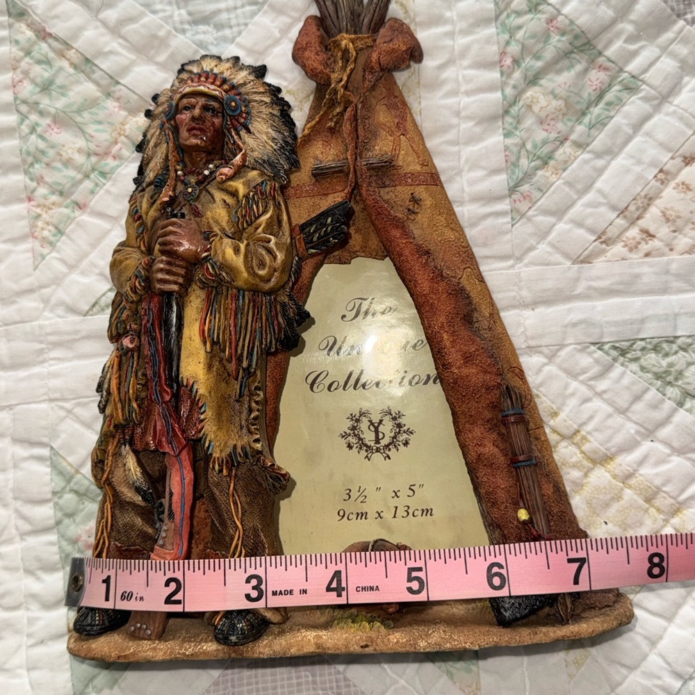 Native American Chief Photo Frame Rustic Southwestern Lodge Decor Teepee 3.5x5 - Picture 7 of 9